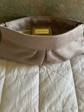 Lauren Merkin Blush Textured Pleat Clutch